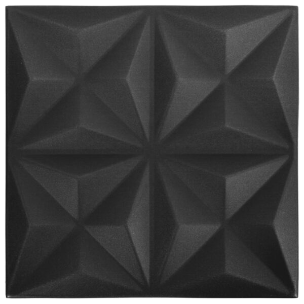 vidaXL 3D Wall Panels 48 pcs 19.7"x19.7" Origami Black 129.2 ftÂ² - Image 2