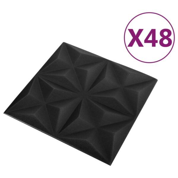 vidaXL 3D Wall Panels 48 pcs 19.7"x19.7" Origami Black 129.2 ftÂ² - Image 3