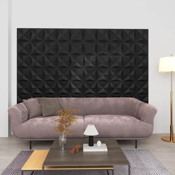 vidaXL 3D Wall Panels 48 pcs 19.7"x19.7" Origami Black 129.2 ftÂ²