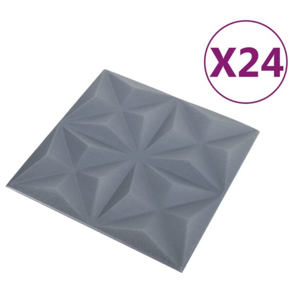 vidaXL 3D Wall Panels 24 pcs 19.7"x19.7" Origami Gray 64.6 ftÂ² - Image 3