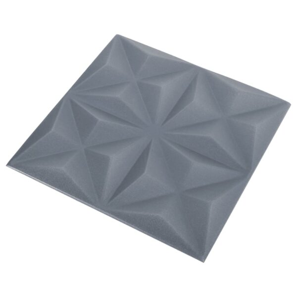 vidaXL 3D Wall Panels 24 pcs 19.7"x19.7" Origami Gray 64.6 ftÂ² - Image 4