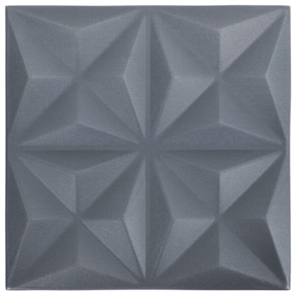 vidaXL 3D Wall Panels 48 pcs 19.7"x19.7" Origami Gray 129.2 ftÂ² - Image 2