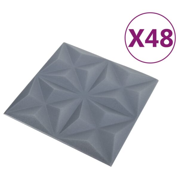 vidaXL 3D Wall Panels 48 pcs 19.7"x19.7" Origami Gray 129.2 ftÂ² - Image 3