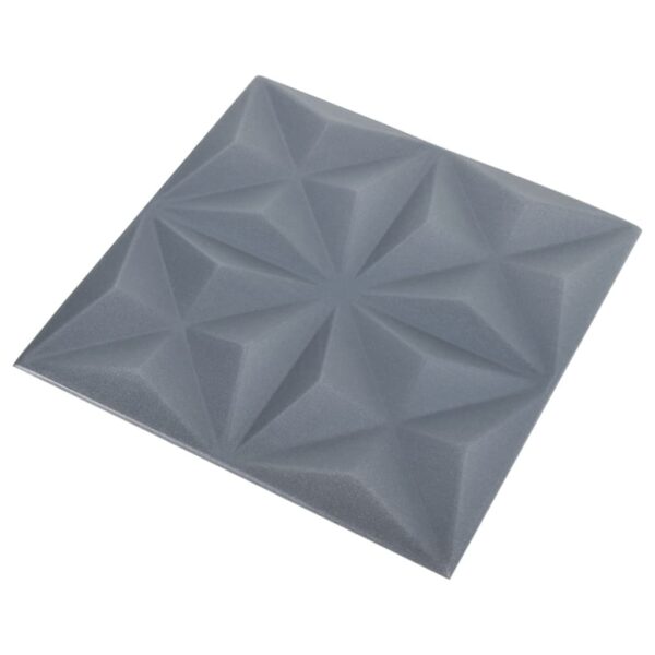 vidaXL 3D Wall Panels 48 pcs 19.7"x19.7" Origami Gray 129.2 ftÂ² - Image 4