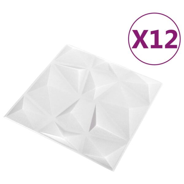 vidaXL 3D Wall Panels 12 pcs 19.7"x19.7" Diamond White 32.3 ftÂ² - Image 3