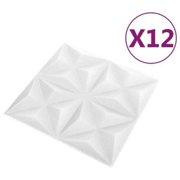 vidaXL 3D Wall Panels 12 pcs 19.7"x19.7" Origami White 32.3 ftÂ² - Image 3