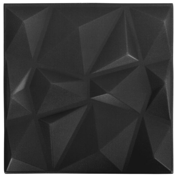 vidaXL 3D Wall Panels 12 pcs 19.7"x19.7" Diamond Black 32.3 ftÂ² - Image 2