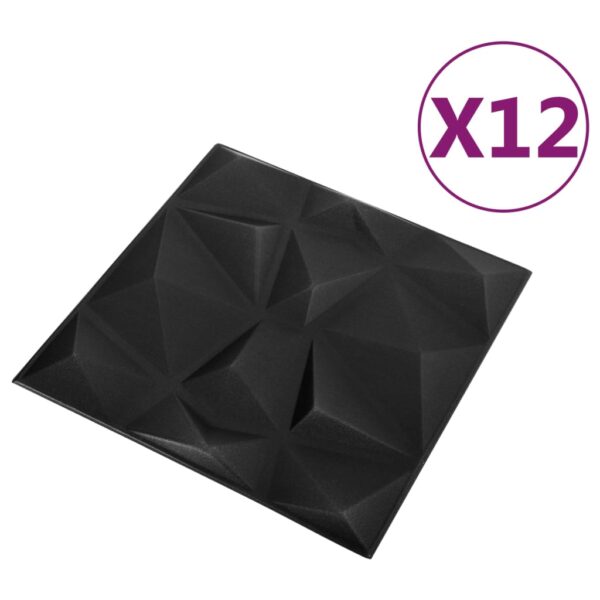 vidaXL 3D Wall Panels 12 pcs 19.7"x19.7" Diamond Black 32.3 ftÂ² - Image 3