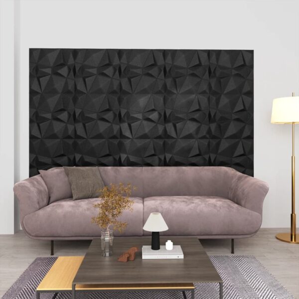 vidaXL 3D Wall Panels 12 pcs 19.7"x19.7" Diamond Black 32.3 ftÂ²