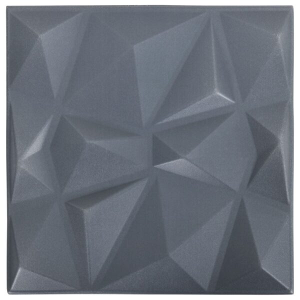 vidaXL 3D Wall Panels 12 pcs 19.7"x19.7" Diamond Gray 32.3 ftÂ² - Image 2