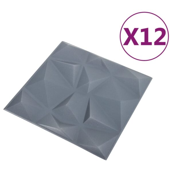 vidaXL 3D Wall Panels 12 pcs 19.7"x19.7" Diamond Gray 32.3 ftÂ² - Image 3