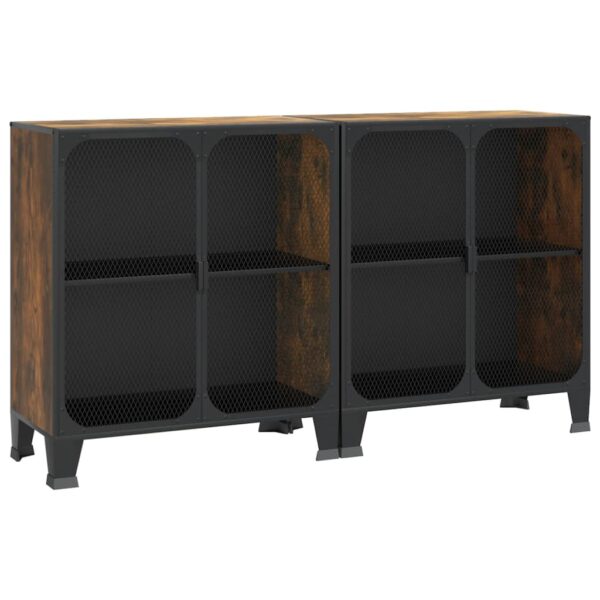 vidaXL Storage Cabinets 2 pcs Rustic Brown 28.3"x14.2"x32.3" Metal and MDF - Image 2