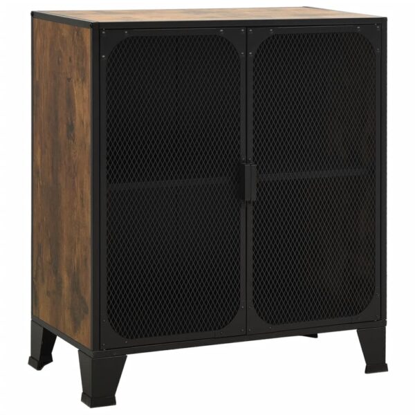 vidaXL Storage Cabinets 2 pcs Rustic Brown 28.3"x14.2"x32.3" Metal and MDF - Image 3