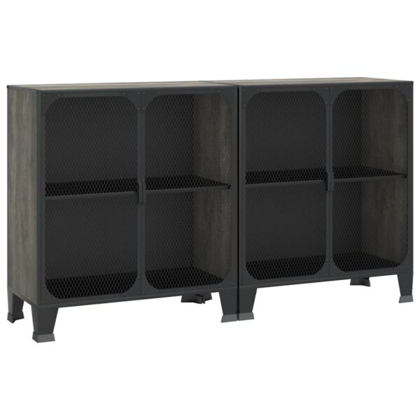 vidaXL Storage Cabinets 2 pcs Gray 28.3"x14.2"x32.3" Metal and MDF - Image 2