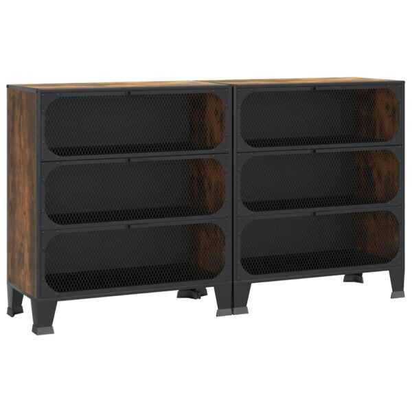 vidaXL Storage Cabinets 2 pcs Rustic Brown 28.3"x14.2"x32.3" Metal and MDF - Image 2