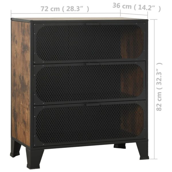 vidaXL Storage Cabinets 2 pcs Rustic Brown 28.3"x14.2"x32.3" Metal and MDF - Image 10