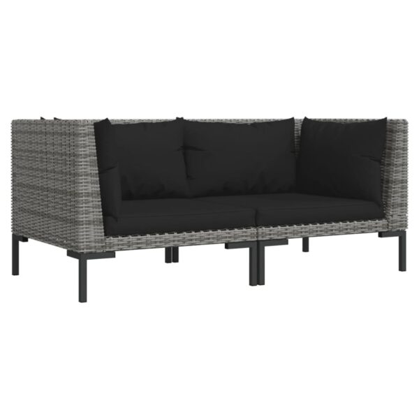 vidaXL Patio Sofas 2pcs with Cushions Half Round Poly Rattan - Image 2