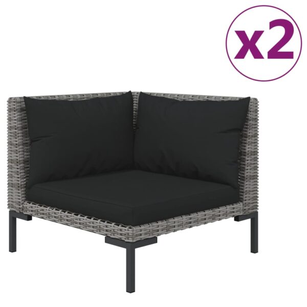 vidaXL Patio Sofas 2pcs with Cushions Half Round Poly Rattan - Image 3