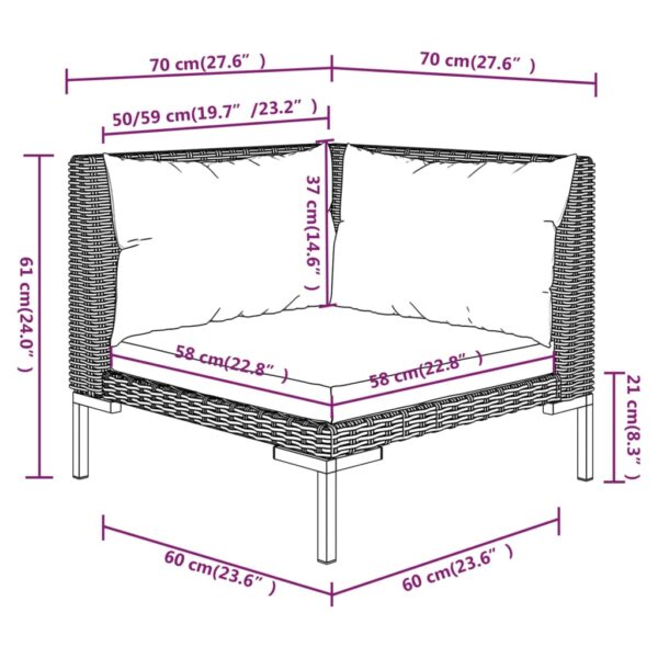 vidaXL Patio Sofas 2pcs with Cushions Half Round Poly Rattan - Image 10