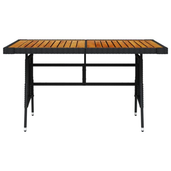 vidaXL Patio Table Black 51.2"x27.6"x28.3" Poly Rattan & Solid Acacia Wood - Image 2