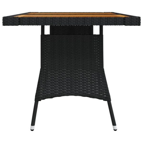 vidaXL Patio Table Black 51.2"x27.6"x28.3" Poly Rattan & Solid Acacia Wood - Image 3