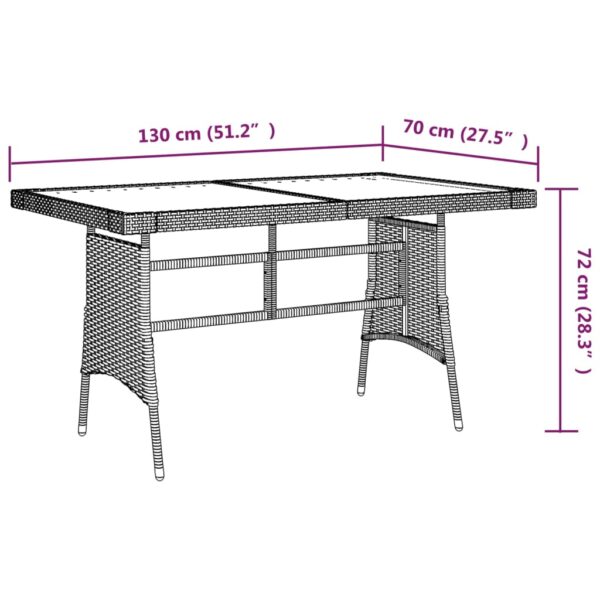 vidaXL Patio Table Black 51.2"x27.6"x28.3" Poly Rattan & Solid Acacia Wood - Image 4