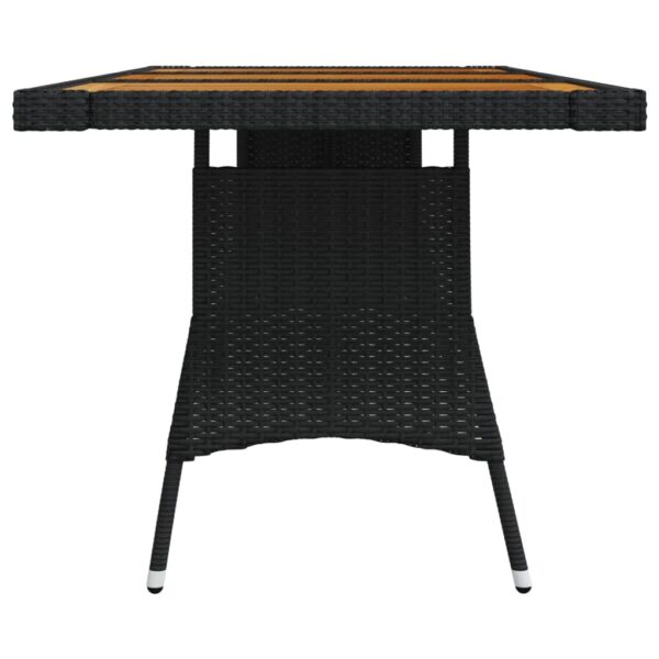 vidaXL Patio Table Black 63"x27.6"x28.3" Poly Rattan & Solid Acacia Wood - Image 3