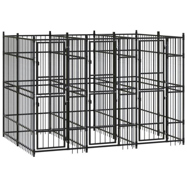 vidaXL Outdoor Dog Kennel Steel 59.5 ftÂ²