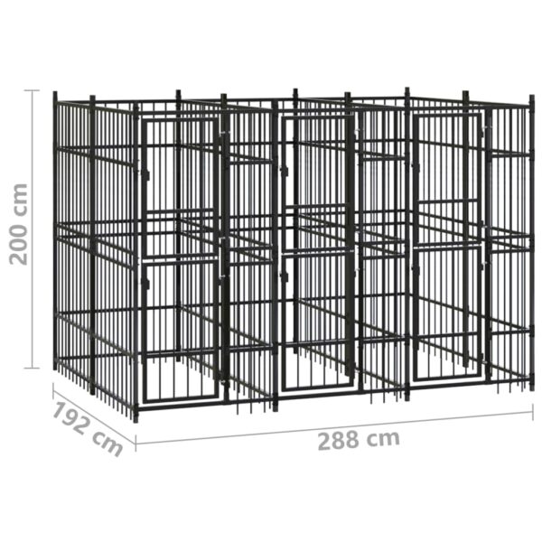 vidaXL Outdoor Dog Kennel Steel 59.5 ftÂ² - Image 7