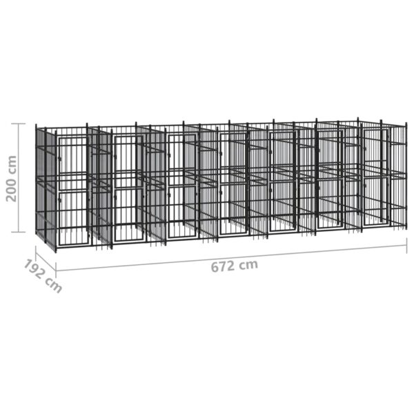 vidaXL Outdoor Dog Kennel Steel 138.9 ftÂ² - Image 7