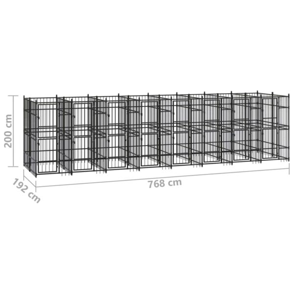 vidaXL Outdoor Dog Kennel Steel 158.8 ftÂ² - Image 7