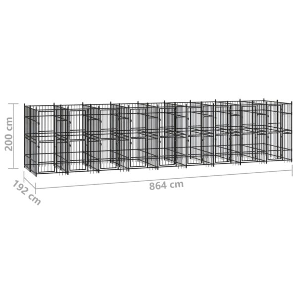 vidaXL Outdoor Dog Kennel Steel 178.6 ftÂ² - Image 7