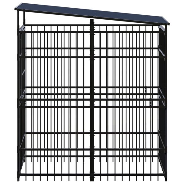 vidaXL Outdoor Dog Kennel with Roof Steel 19.8 ftÂ² - Image 3