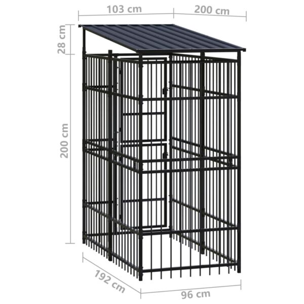 vidaXL Outdoor Dog Kennel with Roof Steel 19.8 ftÂ² - Image 8