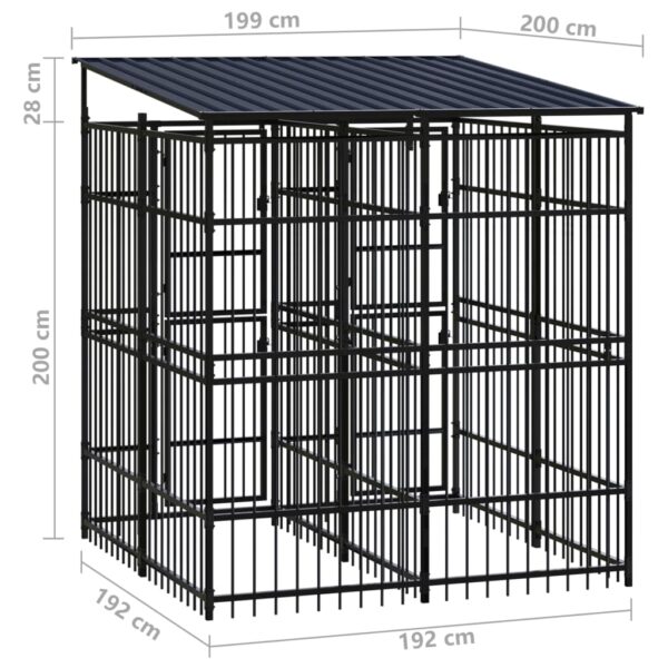 vidaXL Outdoor Dog Kennel with Roof Steel 39.7 ftÂ² - Image 8