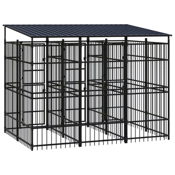 vidaXL Outdoor Dog Kennel with Roof Steel 59.5 ftÂ² - Image 4