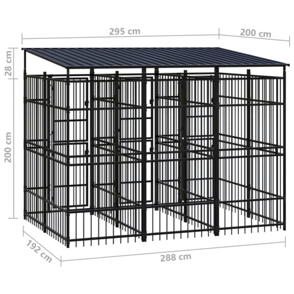 vidaXL Outdoor Dog Kennel with Roof Steel 59.5 ftÂ² - Image 8