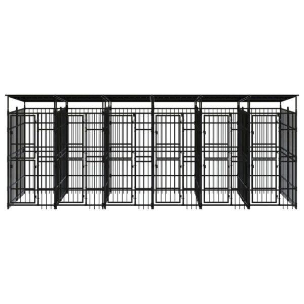 vidaXL Outdoor Dog Kennel with Roof Steel 119 ftÂ² - Image 2