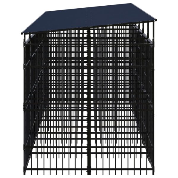 vidaXL Outdoor Dog Kennel with Roof Steel 119 ftÂ² - Image 3