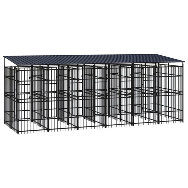 vidaXL Outdoor Dog Kennel with Roof Steel 119 ftÂ² - Image 4