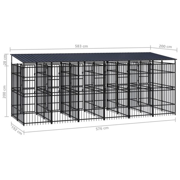 vidaXL Outdoor Dog Kennel with Roof Steel 119 ftÂ² - Image 8