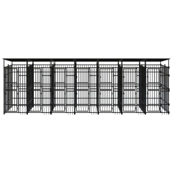 vidaXL Outdoor Dog Kennel with Roof Steel 138.9 ftÂ² - Image 2