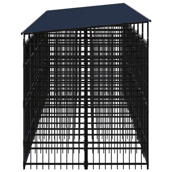 vidaXL Outdoor Dog Kennel with Roof Steel 138.9 ftÂ² - Image 3