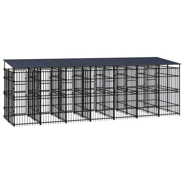 vidaXL Outdoor Dog Kennel with Roof Steel 138.9 ftÂ² - Image 4