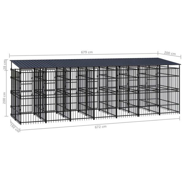 vidaXL Outdoor Dog Kennel with Roof Steel 138.9 ftÂ² - Image 8