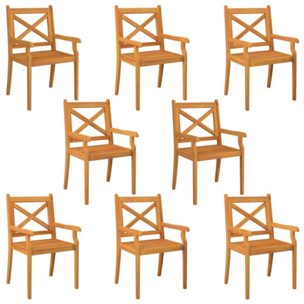 vidaXL Patio Dining Chairs 8 pcs Solid Wood Acacia - Image 2