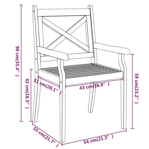 vidaXL Patio Dining Chairs 8 pcs Solid Wood Acacia - Image 7