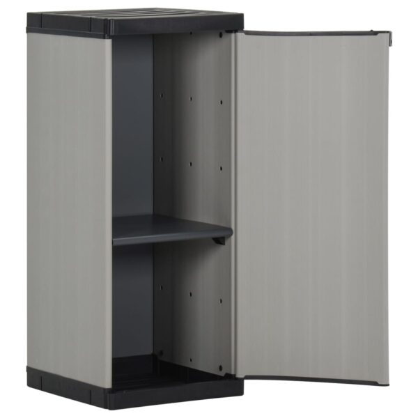 vidaXL Garden Storage Cabinet with 1 Shelf Gray and Black 13.8"x15.7"x33.5" - Image 3