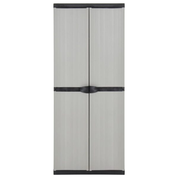 vidaXL Garden Storage Cabinet with 3 Shelves Gray&Black 26.8"x15.7"x66.1" - Image 2