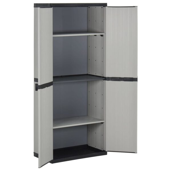 vidaXL Garden Storage Cabinet with 3 Shelves Gray&Black 26.8"x15.7"x66.1" - Image 3